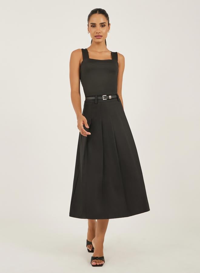 Styli Pleated A-Line Midi Skirt  - Image 1