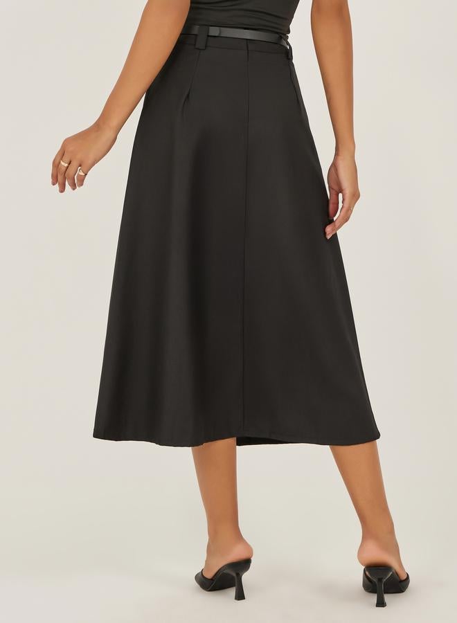 Styli Pleated A-Line Midi Skirt  - Image 4