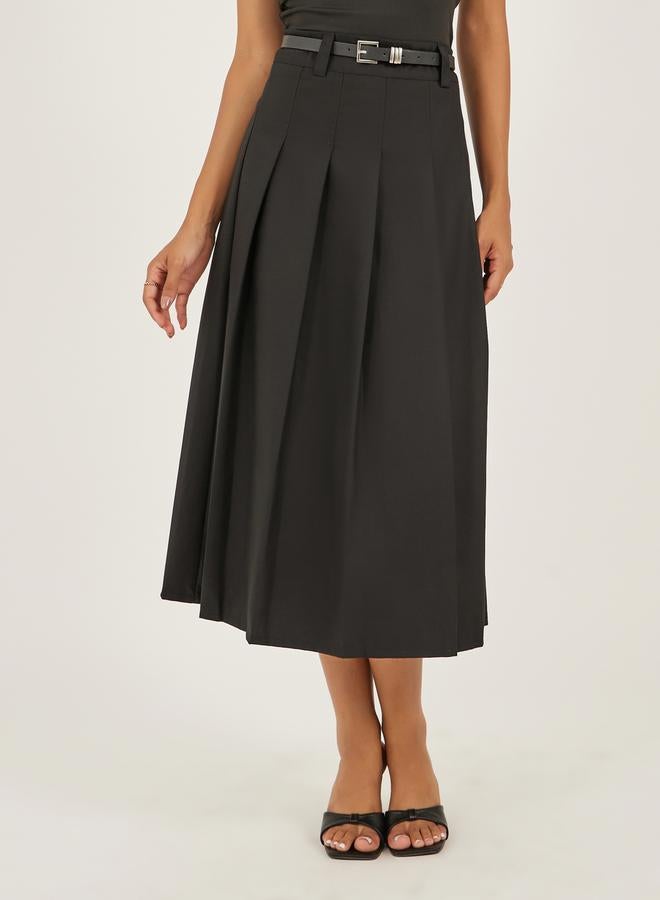 Styli Pleated A-Line Midi Skirt  - Image 2