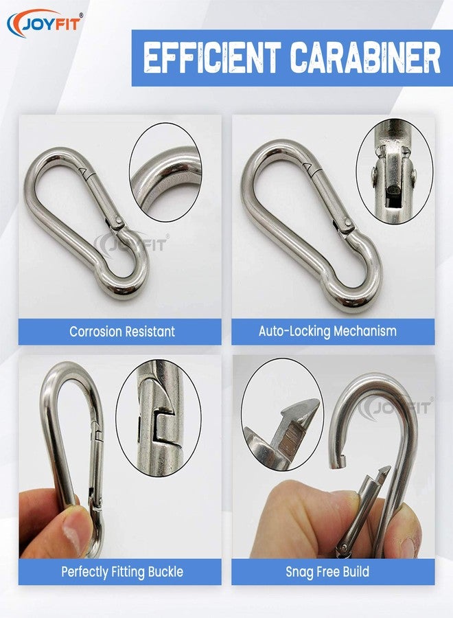Joyfit Carabiner Clip Set - Stainless Steel Clips for Cable Machines, Resistance Tubes, Camping, Travelling Heavy Duty Carabiner Clips Assorted Sizes. [1 Pair] (Silver, 60mm) - Image 5