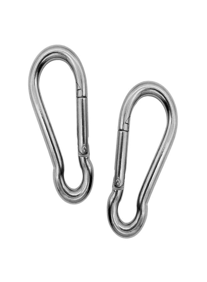 Joyfit Carabiner Clip Set - Stainless Steel Clips for Cable Machines, Resistance Tubes, Camping, Travelling Heavy Duty Carabiner Clips Assorted Sizes. [1 Pair] (Silver, 60mm) - Image 1
