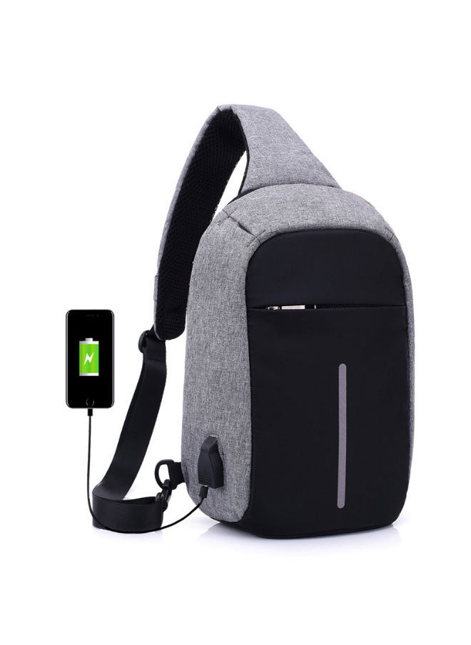 NIBEMINENT - Chest Waistpack Belt Shoulder Bag With USB Charger Grey - Image 1