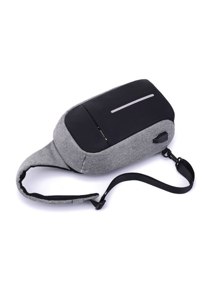 NIBEMINENT - Chest Waistpack Belt Shoulder Bag With USB Charger Grey - Image 1