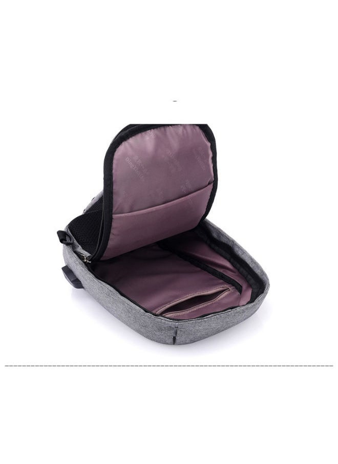 NIBEMINENT - Chest Waistpack Belt Shoulder Bag With USB Charger Grey - Image 1