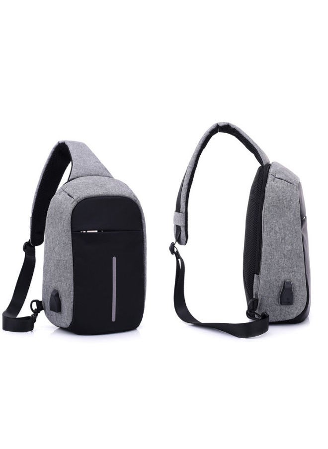 NIBEMINENT - Chest Waistpack Belt Shoulder Bag With USB Charger Grey - Image 1