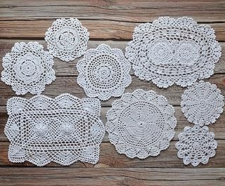 SouthMage SouthMage 8 Hand Crochet White Lace Doilies Lot for Tables Coasters Dresser Runners - Image 1