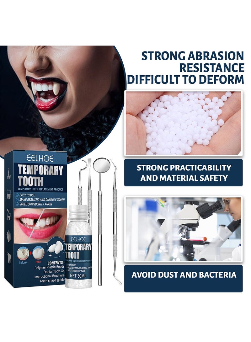 EELHOE Temporary Tooth Set with 4 Dental Tools, Easy to Use Moldable Teeth Replacements Kit for Fixing, Rooth, Broken Tooth Repair Kit 30ML - Image 2