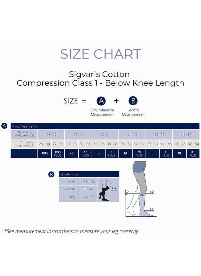 sigvaris - SIGVARIS Medical Compression Stockings - Cotton - Class 1 - Below Knee length - For Men and Women (S - Normal) - Image 1