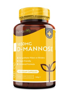 Nutravita D Mannose 1650mg High Strength Capsules 180 Vegan Friendly Capsules Not Tablets 100 percent Natural Premium D Mannose Supplement Made in The UK by Nutravita  - Image 1