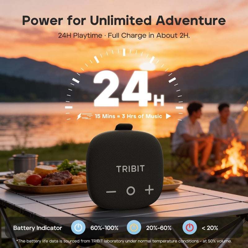Tribit StormBox Micro 3 Portable Wireless Speaker with 13W XBass Sound, Bluetooth 6.0, 24H Playtime, IP68 Waterproof, TWS Pairing, Strap & Magnetic Mount for Bike/Golf/Outdoor Travel - Image 4