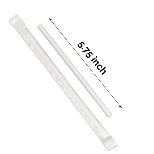 chunspak [400 Pack] Compostable Short Paper Straws Individually Wrapped, 5.75" x 0.24", Dye-free White - Great for Kids, Milk Cartons, Cocktail & Coffee - Image 3