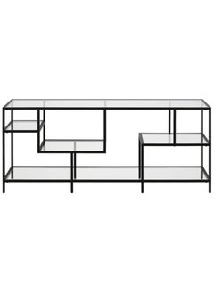 Metal Console Table with Clear Glass Shelves Glass TV Stand Black 147.3x61x40.6cm - pzsku/Z61718117A62839F199F3Z/45/_/1723823760/3d7038cb-e36f-4f41-a971-fab2121ee905