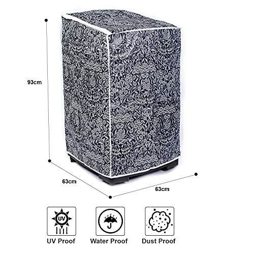 Vintage Pro Washing Machine Cover Suitable for Top Load Samsung Back Panel 8.5 Kg, 9 Kg, 9.5 Kg, 10 Kg (63cmsX63cmsX93cms, Black Flower) - Image 4