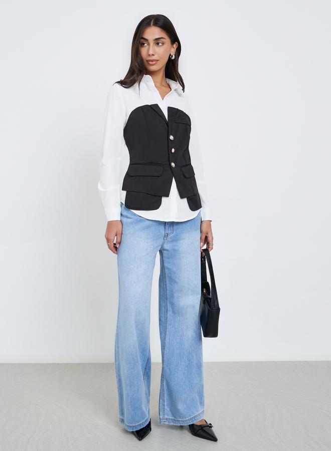 ستايلي قميص بأكمام طويلة بتصميم كورسيه - Image 2