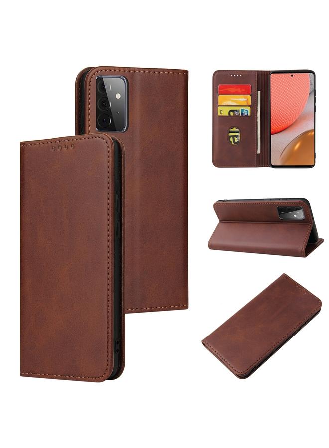 erorex Case For Samsung Galaxy A72 5G / 4G Calf Texture Magnetic Horizontal Flip Leather Case with Holder & Card Slots & Wallet - Image 1