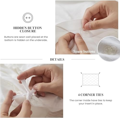 Simple&Opulence 100% Linen Duvet Cover Set, Natural French Flax White Ruffle Duvet Cover Twin Size, Breathable Comfy Linen Bedding Comforter Cover with 1 Pillowcase (White, 68" x 86") - Image 5