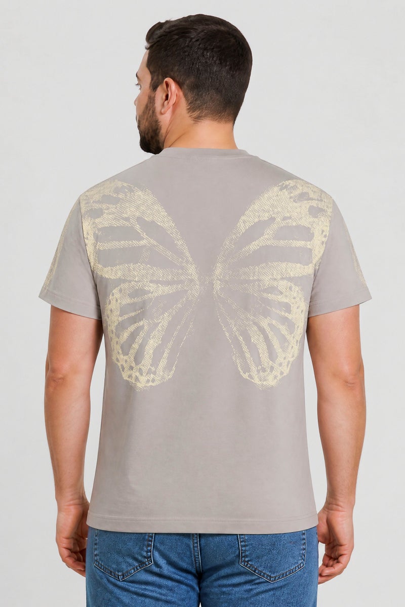 GOOD FOR NOTHING Men Crew Neck Short Sleeve Brand Logo T-Shirt, Grey - Image 2