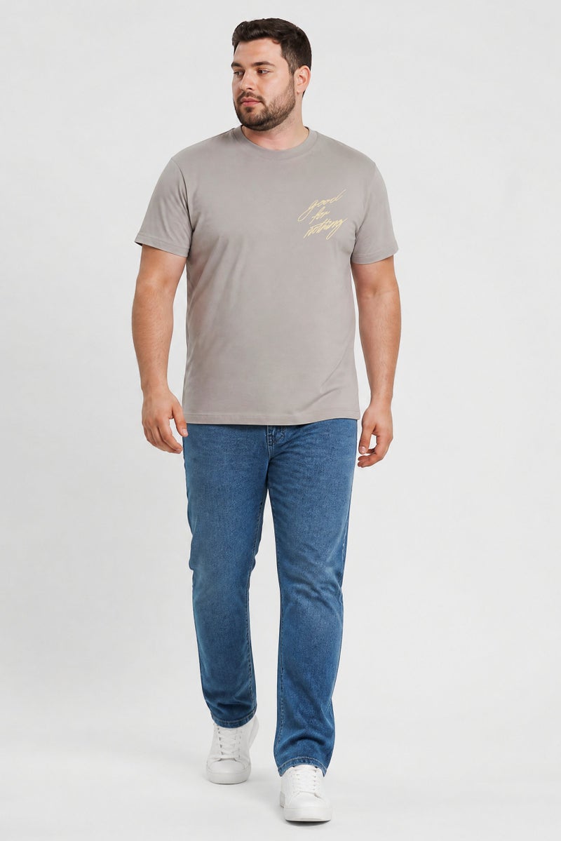 GOOD FOR NOTHING Men Crew Neck Short Sleeve Brand Logo T-Shirt, Grey - Image 4