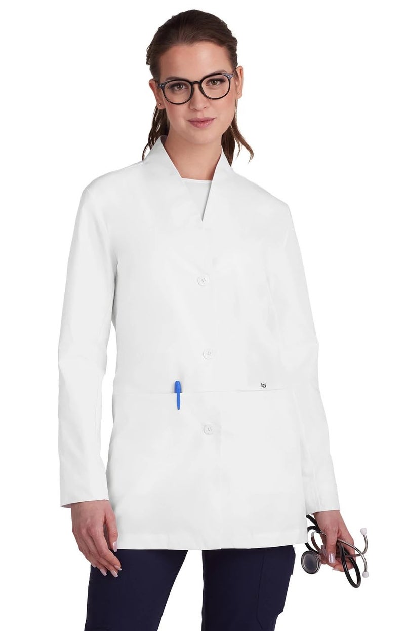 KOI Scrubs Essentials Care Women's 4-Pocket Stretch Lab Coat White Large - Image 4