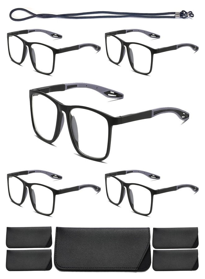 Hubeye TR90 Sports Reading Glasses for Men and Women Ultralight Flexible Anti-Blue Light Readers（Black+Black+Black+Black+Black，+1.5） - Image 1