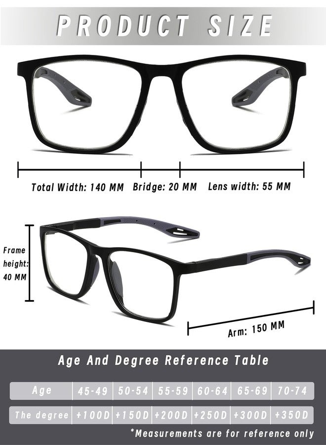 Hubeye TR90 Sports Reading Glasses for Men and Women Ultralight Flexible Anti-Blue Light Readers（Black+Black+Black+Black+Black，+1.5） - Image 4