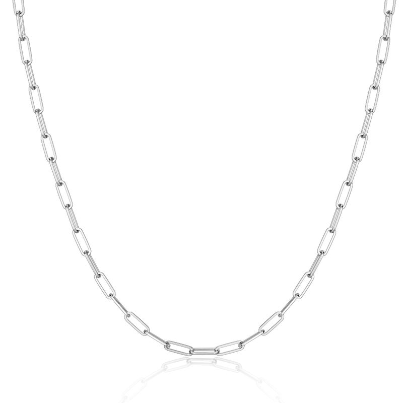 MBW Simple Silver Paperclip Choker Necklace, 14K Gold/Silver Plated Plated Dainty Chain Necklaces for Women Trendy 16in Thin Minimalist Aesthetic Link Necklace Jewelry Necklace for Women - Image 1