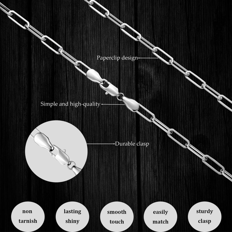 MBW Simple Silver Paperclip Choker Necklace, 14K Gold/Silver Plated Plated Dainty Chain Necklaces for Women Trendy 16in Thin Minimalist Aesthetic Link Necklace Jewelry Necklace for Women - Image 5