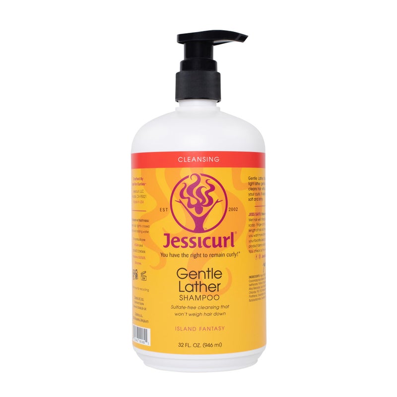 Jessicurl, Gentle Lather Shampoo, Island Fantasy, 32 Fl oz. Cleansing Curly Hair Shampoo, Vegan, Sulfate Free Shampoo