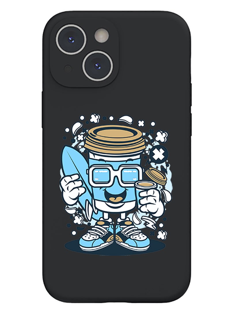 Theodor Protective Slim Fit Case Liquid Silicone Cover with Full Body Protection Anti-Scratch Shockproof Case For iPhone 15 Black  - Crew 5 - Image 1