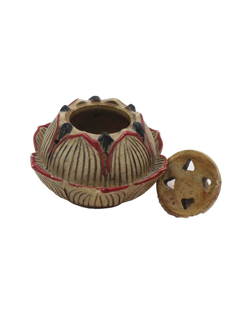 Antique Museum Vietnam Incense Holder Mineral Stone Arts Work Lotus Shape - Image 2