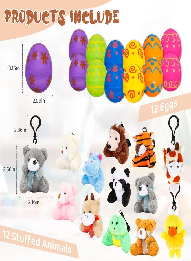ZJEFUNS 12 Pack Prefilled Easter Egg Fillers with Mini Animal Plush Toy Fillers for Easter Egg Hunt, Easter Basket Stuffers Gifts for 3-8 Year Old Kids Boys Girls Toddlers Easter Party Favors - Image 2