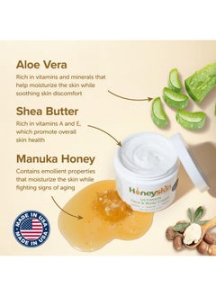 Honeyskin Hydrating Face Moisturizer & Body Cream with Manuka Honey Cream & Coconut Body Oil - Organic Face Moisturizer and Body Lotion for Extremely Dry Skin - For Dry Itchy Skin & Rosacea Treatment (8oz)  - Image 2