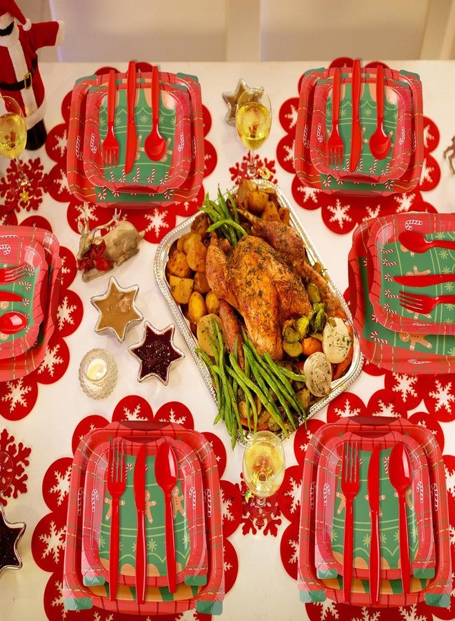Suttmin 400 Pcs Ugly Sweater Party Supplies Set Christmas Disposable Paper Plates Party Christmas Decorations Plates and Napkins Sets Tableware for Xmas Birthday - Image 5