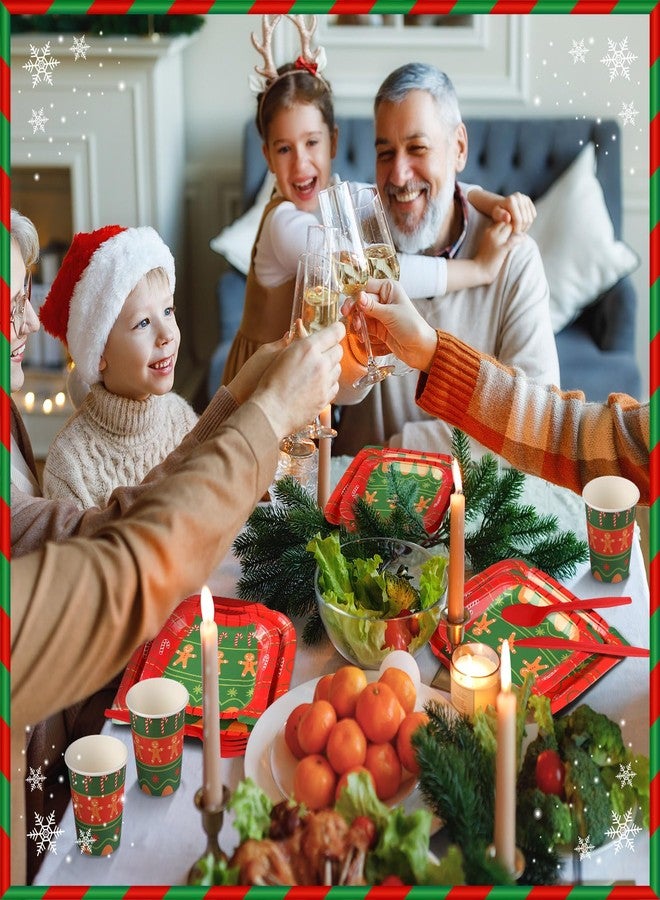 Suttmin 400 Pcs Ugly Sweater Party Supplies Set Christmas Disposable Paper Plates Party Christmas Decorations Plates and Napkins Sets Tableware for Xmas Birthday - Image 4