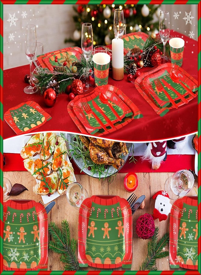 Suttmin 400 Pcs Ugly Sweater Party Supplies Set Christmas Disposable Paper Plates Party Christmas Decorations Plates and Napkins Sets Tableware for Xmas Birthday - Image 3