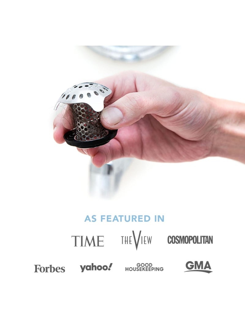 TubShroom TubShroom Ultra Revolutionary Bath Tub Drain Protector Hair Catcher/Strainer/Snare Stainless Steel, 1-Pack, Silver - Image 3