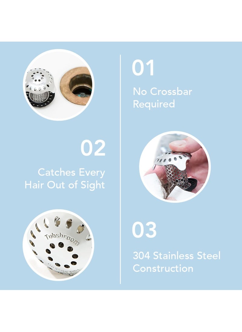 TubShroom - TubShroom Ultra Revolutionary Bath Tub Drain Protector Hair Catcher/Strainer/Snare Stainless Steel, 1-Pack, Silver - Image 1