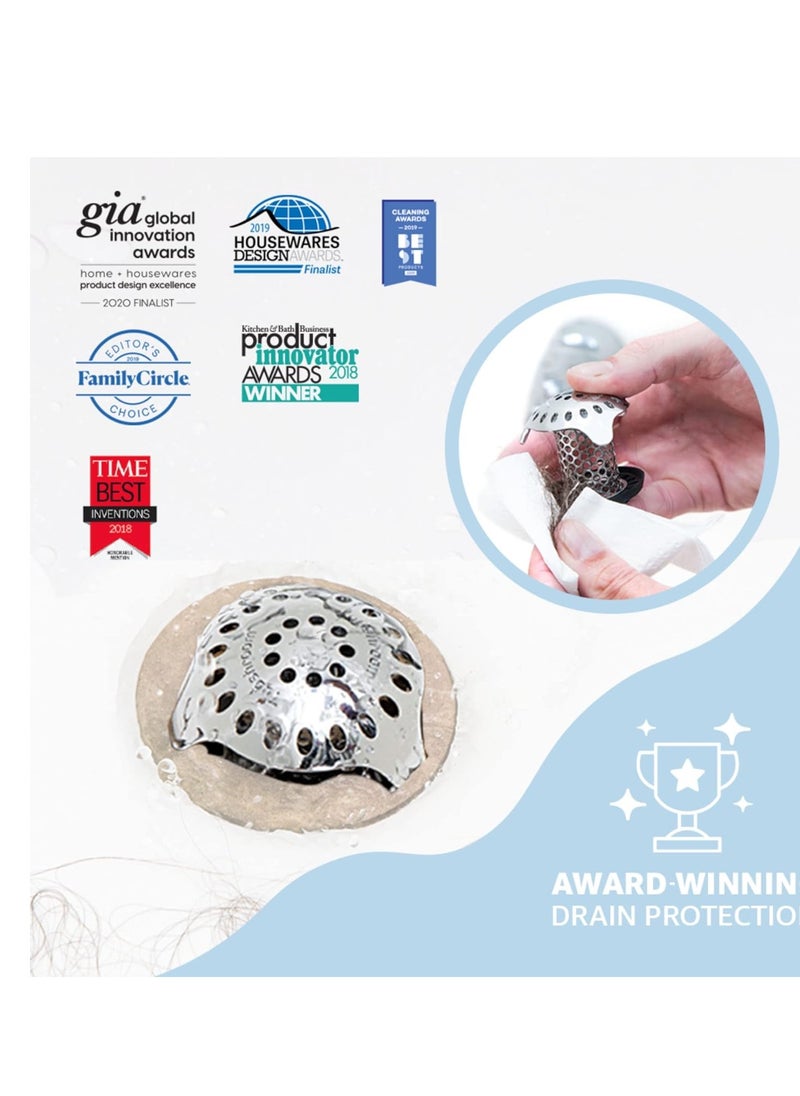 TubShroom - TubShroom Ultra Revolutionary Bath Tub Drain Protector Hair Catcher/Strainer/Snare Stainless Steel, 1-Pack, Silver - Image 1