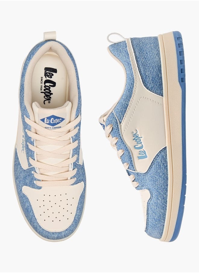Lee Cooper Women's Denim Panelled Sneakers with Lace-Up Closure  - Image 1
