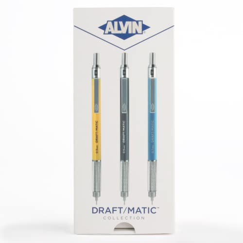 ALVIN DM357C Draft-Matic Mechanical Pencil, 3 Pack, Stainless Steel Drawing and Design Tools, Great for Drafting, Architecture, Engineering, and Art - Includes 0.3mm, 0.5mm, and 0.7mm - Image 3