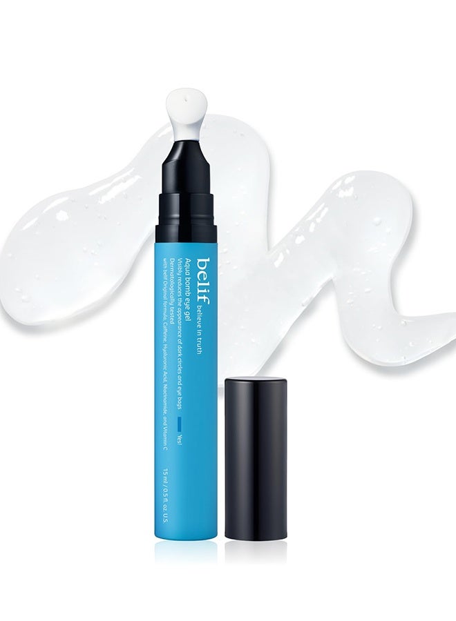 بليف Aqua Bomb Cooling Eye Gel 15ml - الكافيين وحمض الهيالورونيك للتنفخ والترطيب، والنياسيناميد وفيتامين سي للدوائر المظلمة، والأدينوزين والكولاجين للتسرب والتثبيت - Image 1