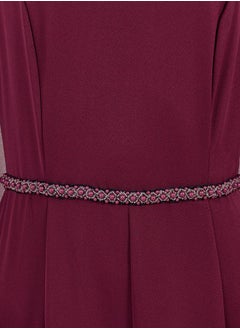 Styli Faux Pearl Detail Waist Cape Sleeves Wide Leg Tailored Jumpsuit  - Image 4