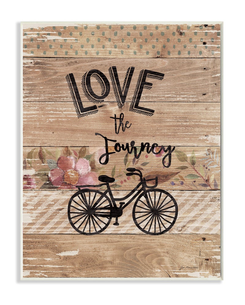 Stupell Industries The Stupell Home Decor Collection Enjoy the Journey Bicycle and Flowers Wall Plaque Art