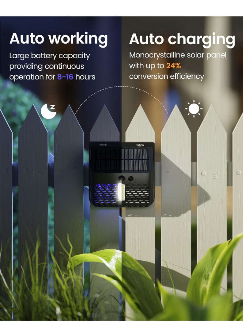 Excefore Solar Bug Zapper Outdoor, Solar Mosquito Zapper with 6 UV Lights & 8 Motion Sensor LEDs, 1200V Electric Mosquito Killer, Waterproof for Patio, Garden, Yard - Image 4