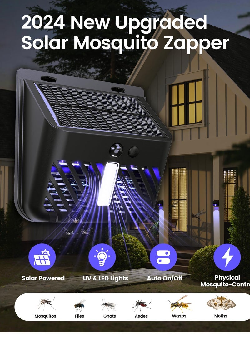 Excefore Solar Bug Zapper Outdoor, Solar Mosquito Zapper with 6 UV Lights & 8 Motion Sensor LEDs, 1200V Electric Mosquito Killer, Waterproof for Patio, Garden, Yard - Image 2