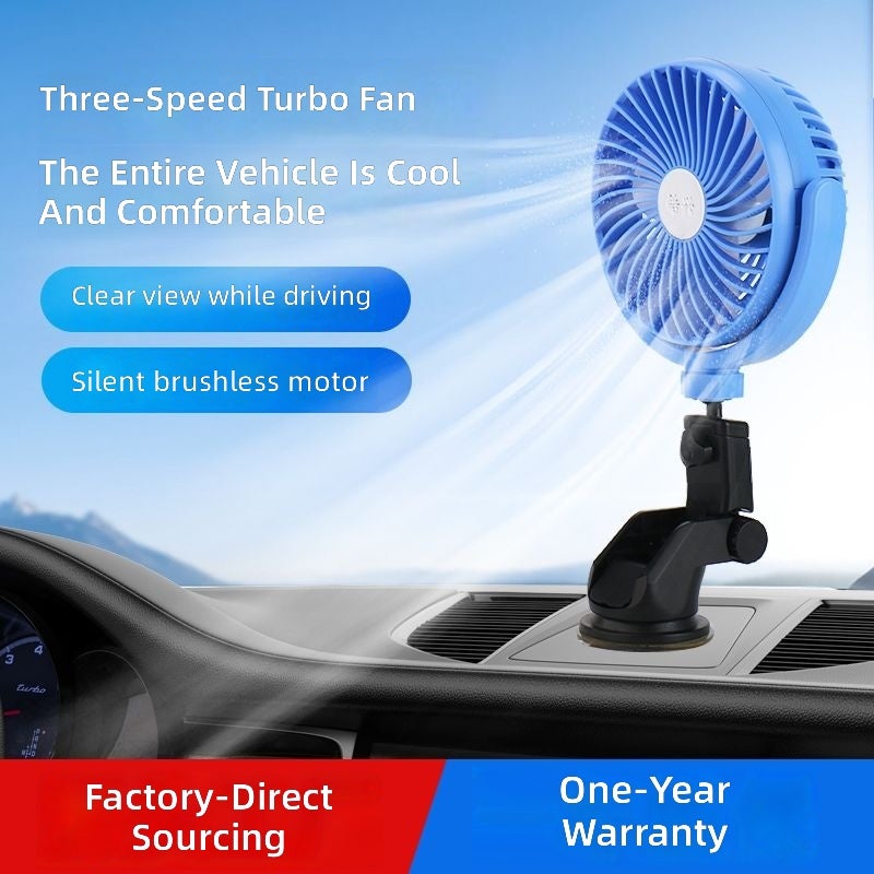 Purejoy 4-Wheel Suction Cup Car Fan, Quiet USB Charging, Elderly Mobility Electric Tricycle - Image 5