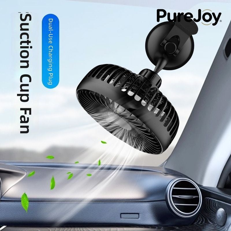 Purejoy 4-Wheel Suction Cup Car Fan, Quiet USB Charging, Elderly Mobility Electric Tricycle - Image 1
