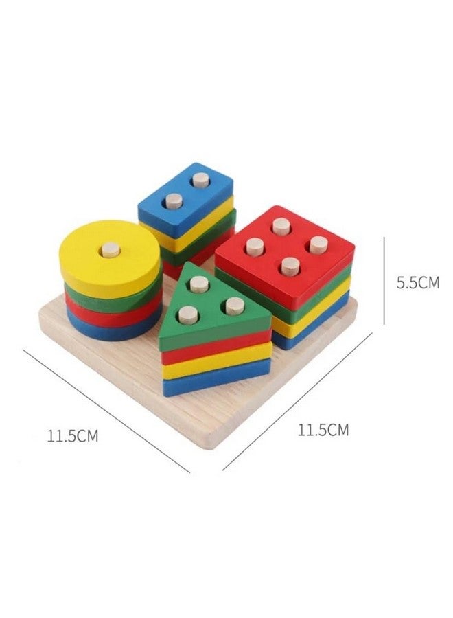 ويش كي لعبة الألغاز الخشبية الهندسية WISHKEY للأطفال، لعبة فرز الأشكال وتكديسها وتوصيلها للأطفال، ألعاب مونتيسوري تفاعلية للتعلم المبكر للأطفال، متعددة الألوان، 3 سنوات فما فوق (عبوة من قطعة واحدة) - Image 2