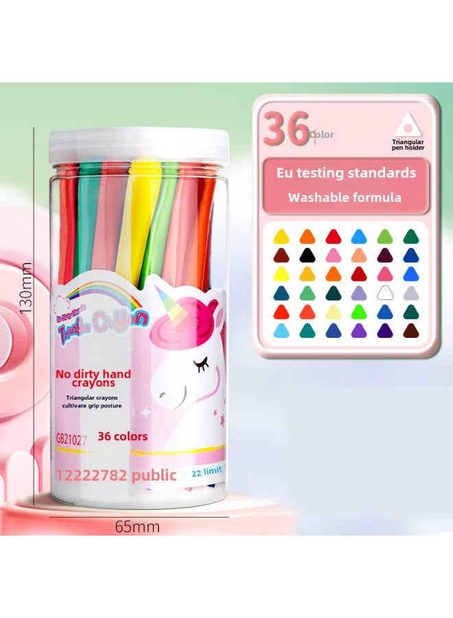 mriya Children's Non-dirty Hand Crayon Student Graffiti Oil Painting Stick Washable Triangle Pole Plastic Crayon - Image 1