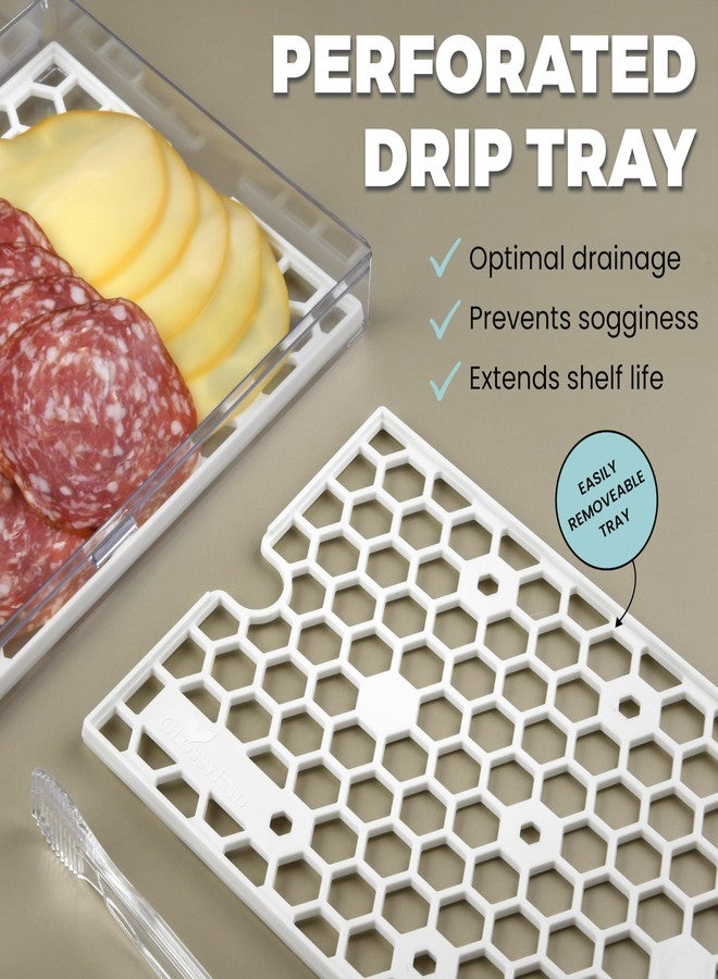 GlossyEnd Deli Meat and Cheese Storage Container with Tong, Bacon Storage Container with Perforated Tray for Freshness, Clear Durable Plastic - Dishwasher and Freezer Safe - Size: 11” x 6.5” x 2” - Image 3